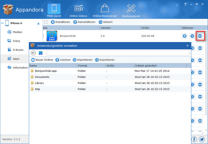 Appandora app's documents management