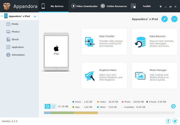 Appandora iOS manager screenshot